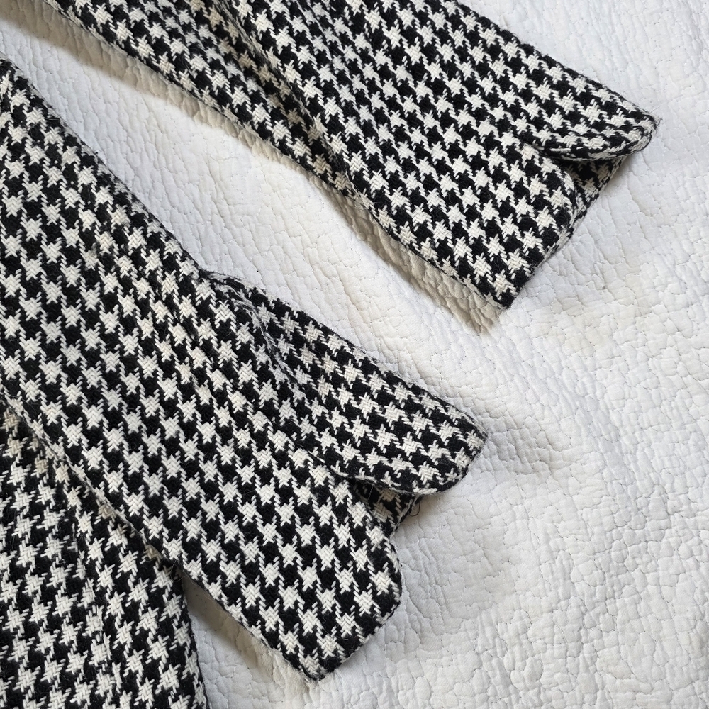 BITTEN by Sarah Jessica Parker Black And White Houndstooth Wool Coat - Picture 9 of 12